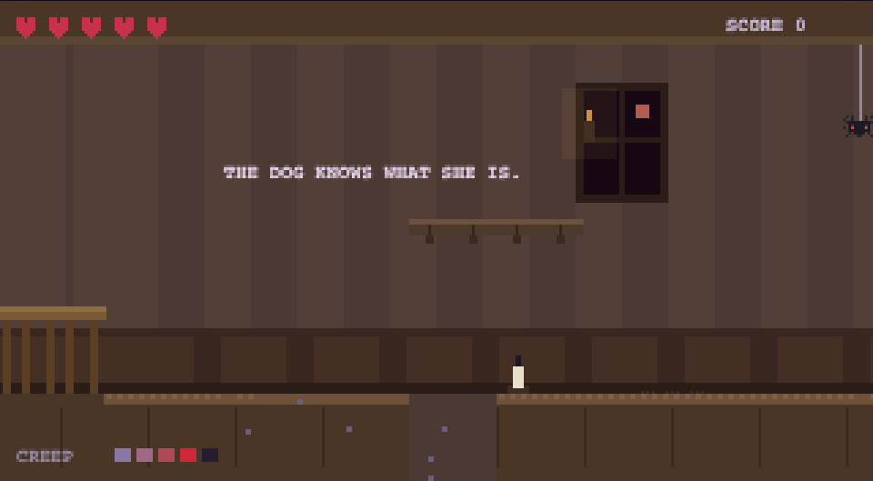 Inside the boy's warmly lit house